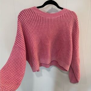 Hollister Pink Waffle Knit Cropped Sweater